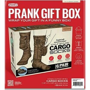 Prank-O Calf Mules Cargo Socks Prank Gift Box Gag Gift Wrap PP401062 New